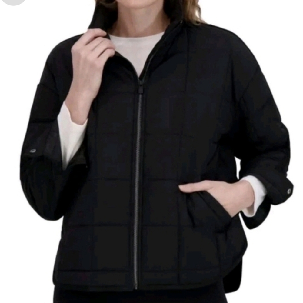 Roxy Quilted Puffer Jacket Black NWT Full Zip Lightweight Coat